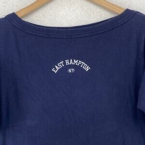 EAST HAMPTON Top Womens S NEW YORK Jersey 3/4 Sleeve Boat Neck Tee Blue USA